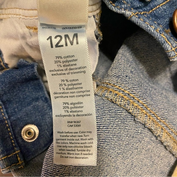 OshKosh B'gosh Girls Floral Denim Overalls Size 12 Months - Picture 11 of 11